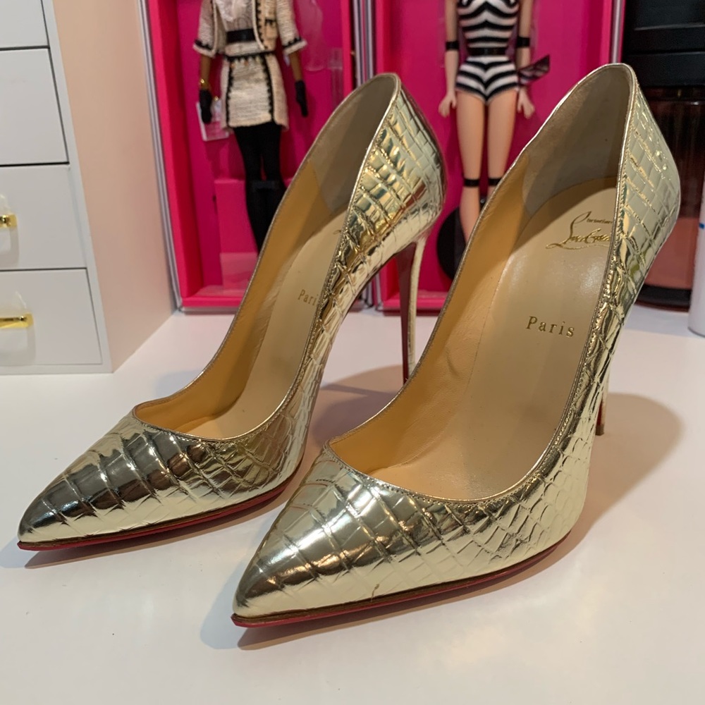 Christian Louboutin Metallic Gold Kate Heels Size 40 (10)